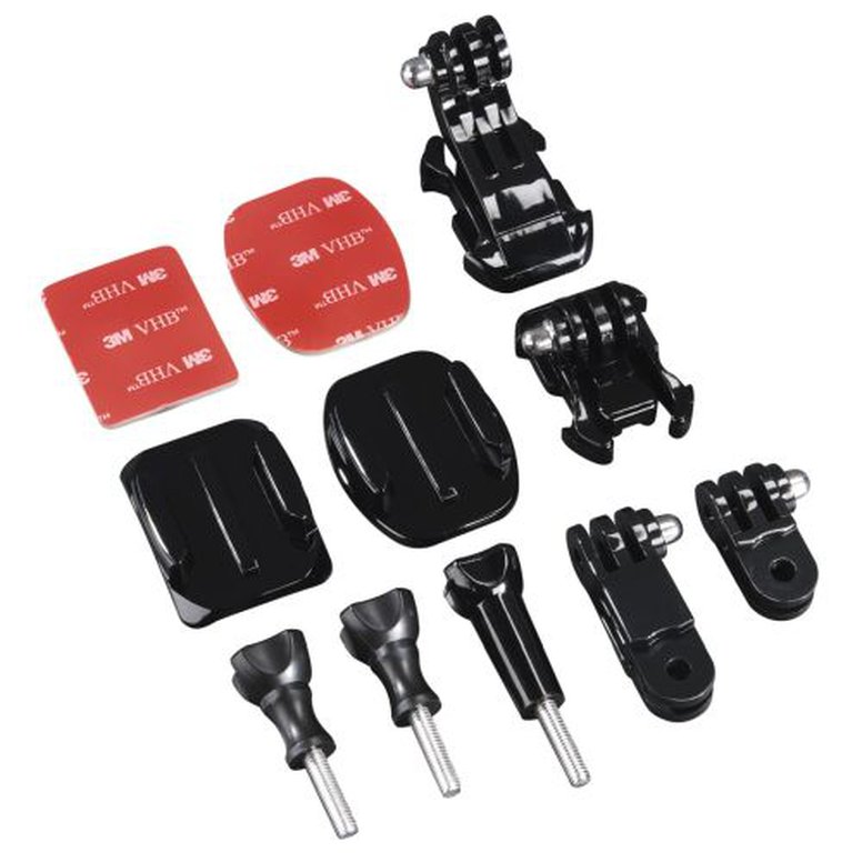 Hama Mounting Accessory Set for GoPro and Action Cameras - 2x Mounting Plates, Adhesive Pads, Fasteners, Swivelling Arm