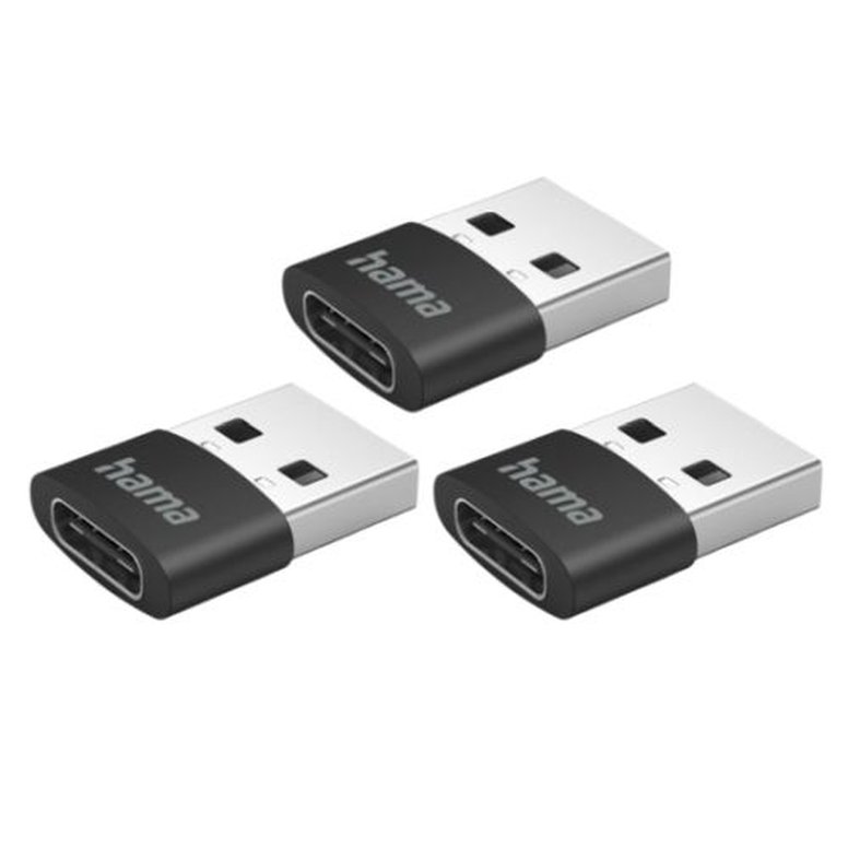 Hama USB 2.0 Adapter 3-Pack, USB-A Male to USB-C Female, 480Mbps