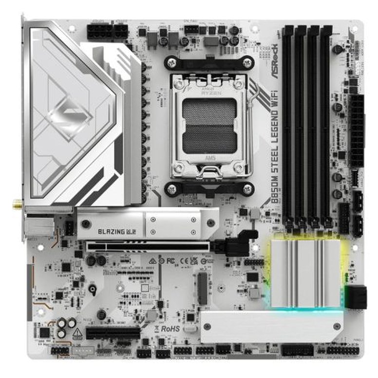 Asrock B850M STEEL LEGEND WIFI, AMD B850, AM5, Micro ATX, 4 DDR5, HDMI, DP, Wi-Fi 7, 2.5G LAN, RGB, 3x M.2