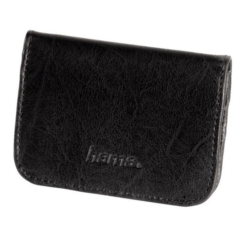 Hama Universal Memory Card Case, Small, Faux Leather, Black, 10 x 0.5 x 7.3 cm Compartment, Max 4 Cards