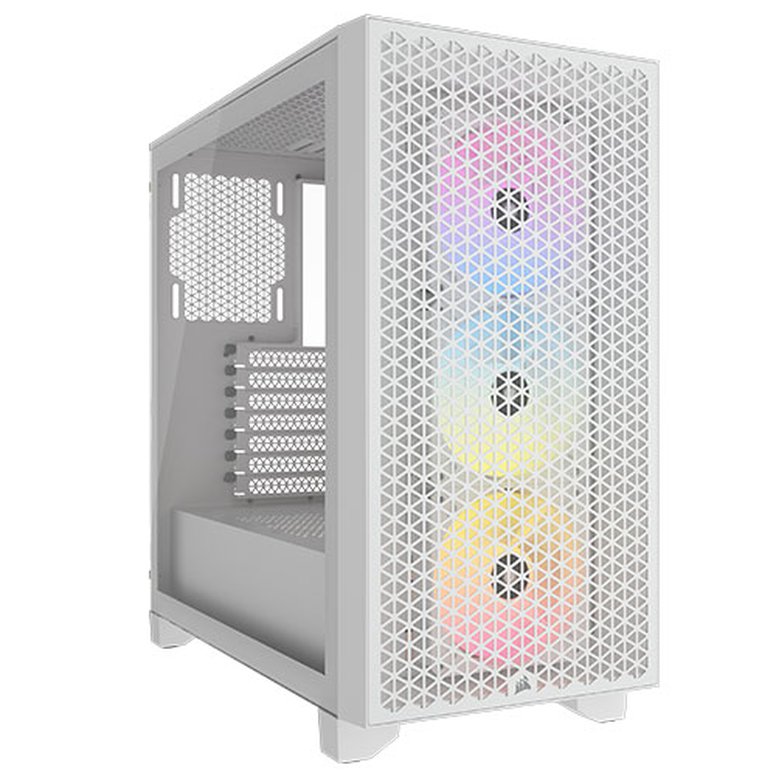 Corsair 3000D RGB Airflow Gaming Case w/ Glass Window, ATX, 3x AR120 RGB Fans, GPU Cooling, 3-Slot GPU Support, High-Airflow Front, White