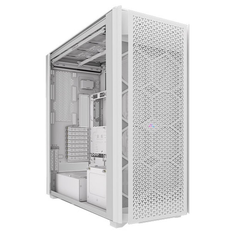 Corsair iCUE LINK 9000D RGB Airflow Gaming Case w/ Glass Side, E-ATX, Dual System, Up to 18 Fans, InfiniRail Fan Mounting, iCUE LINK Hub, USB-C,  Asus BTF Compatible, White