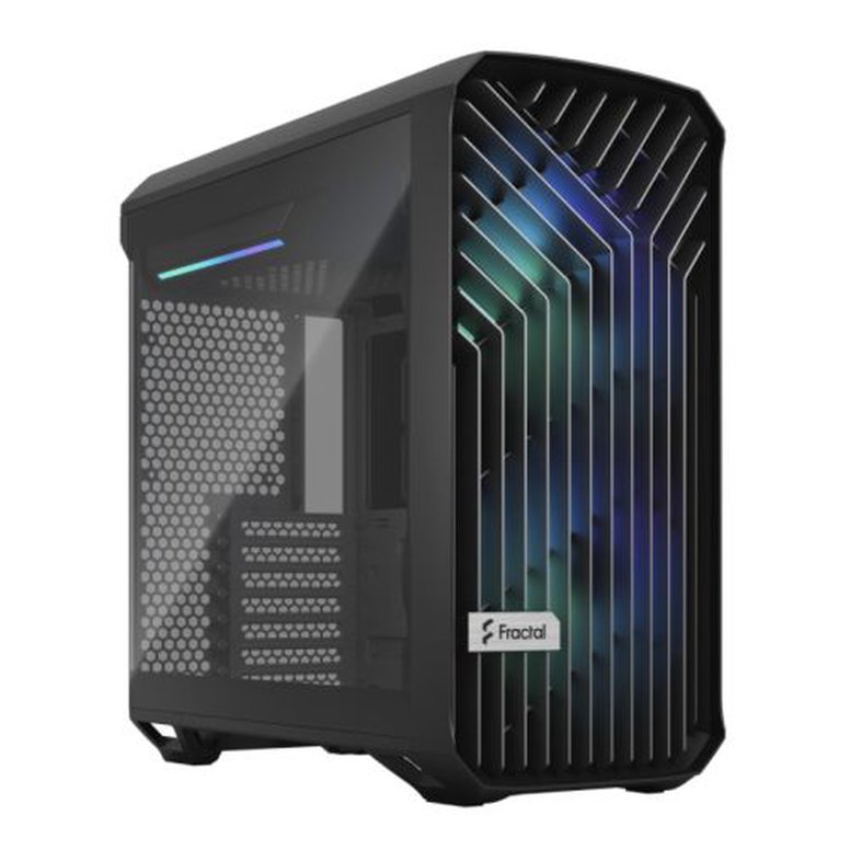 Fractal Design Torrent Compact (Light TG RGB) Gaming Case w/ Light Tint Glass Windows, E-ATX, 2 RGB Fans, Fan Hub, RGB Strip on PSU Shroud, Front Grille, USB-C