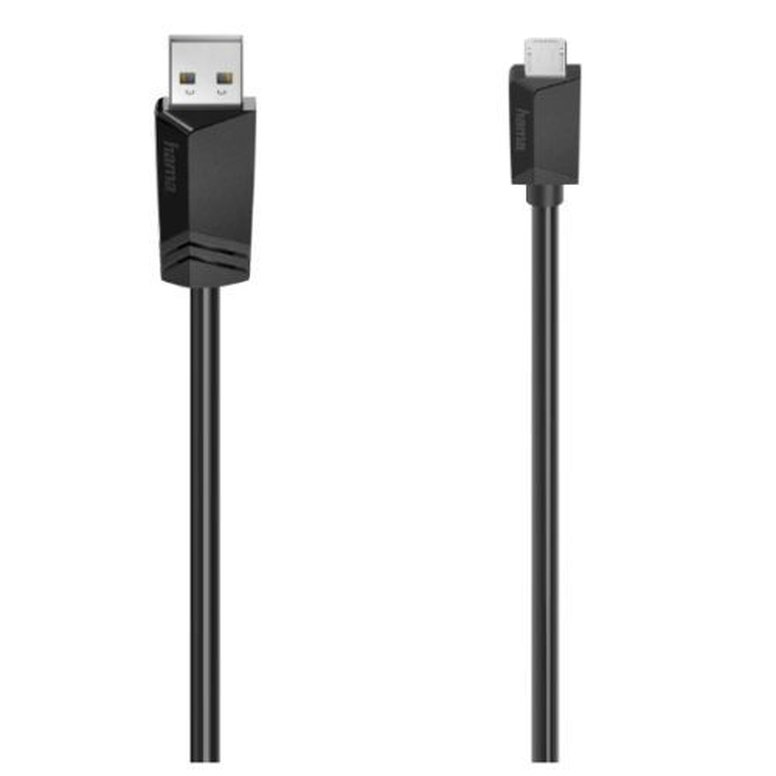 Hama USB-A to Micro USB Cable, USB 2.0, 0.75 Metre, Black