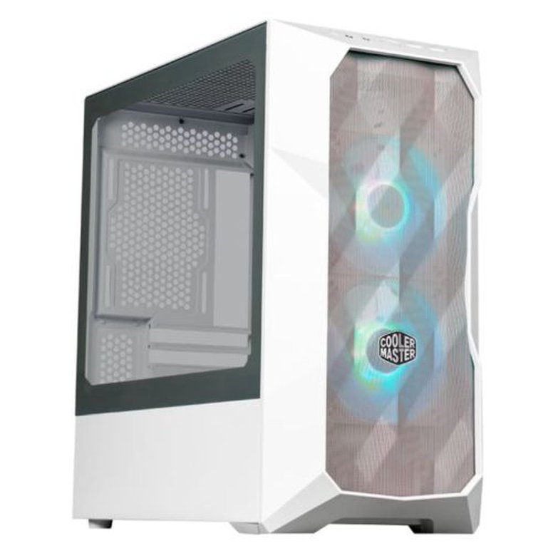 Cooler Master TD300 Mesh Gaming Case w/ Glass Side, Micro ATX, 2x ARGB Fans, ARGB/PWM Hub, 280mm Radiator Support, White