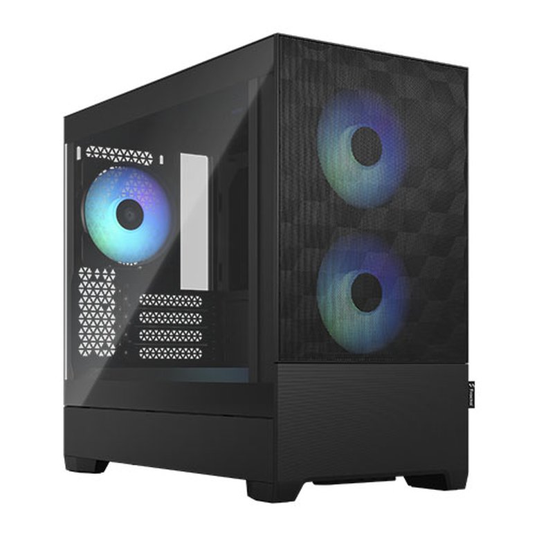 Fractal Design Pop Mini Air RGB (Black TG) Gaming Case w/ Clear Glass Window, Micro ATX, Hexagonal Mesh Front, 3 RGB Fans & ARGB Controller