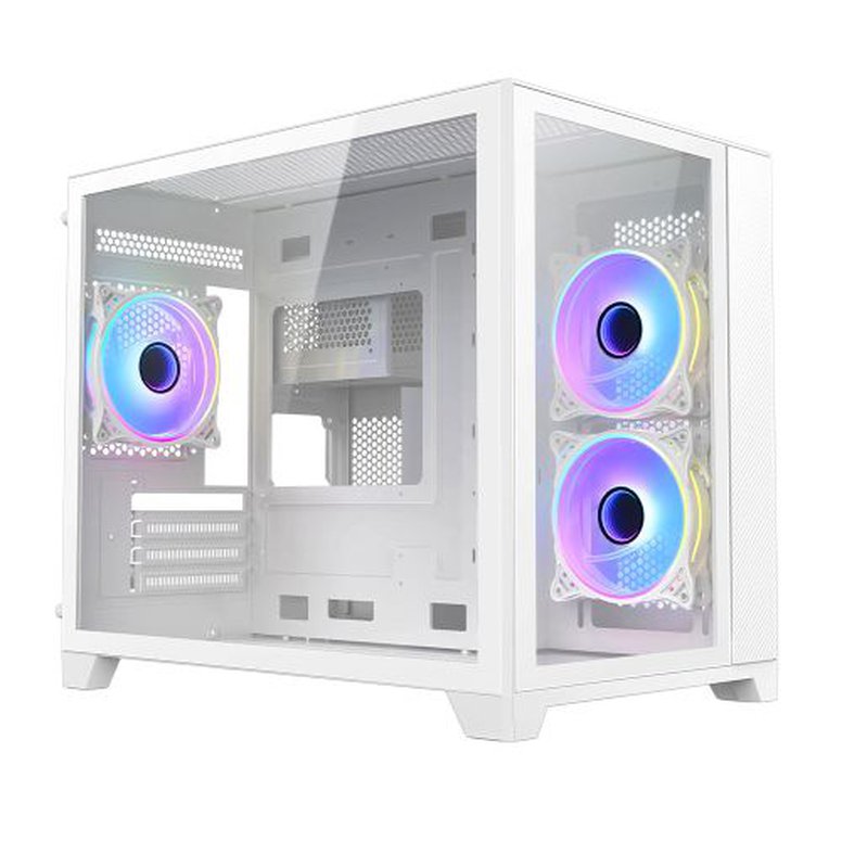 Vida Akira White ARGB Gaming Case w/ Glass Front & Side, Micro ATX, 3x ...