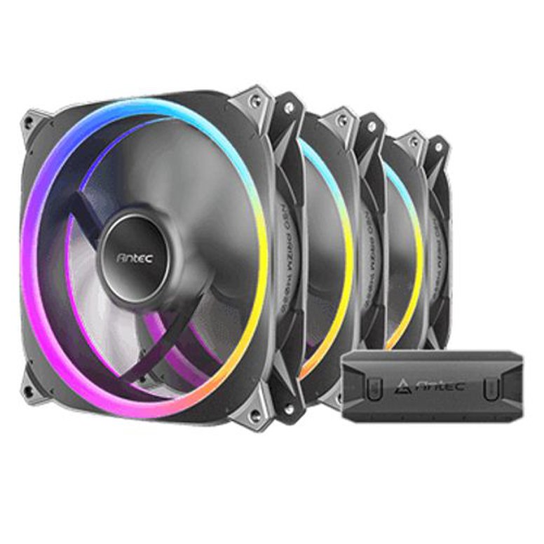 Antec Neo Prizm T3 120 ARGB PWM 12cm Case Fans (3-Pack), 30mm Thick, ARGB & PWM Fan Controller, Hydro Bearing, 600-2000 RPM, Black