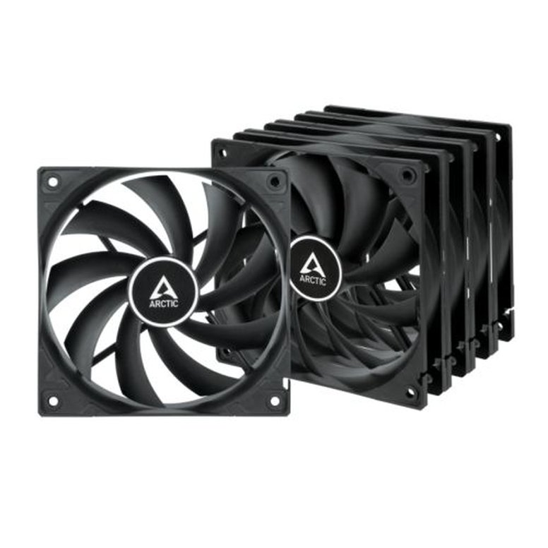 Arctic F12 Low Noise 12cm Case Fans (5 Pack), Black & White, 9 Blades, Fluid Dynamic, Value Pack