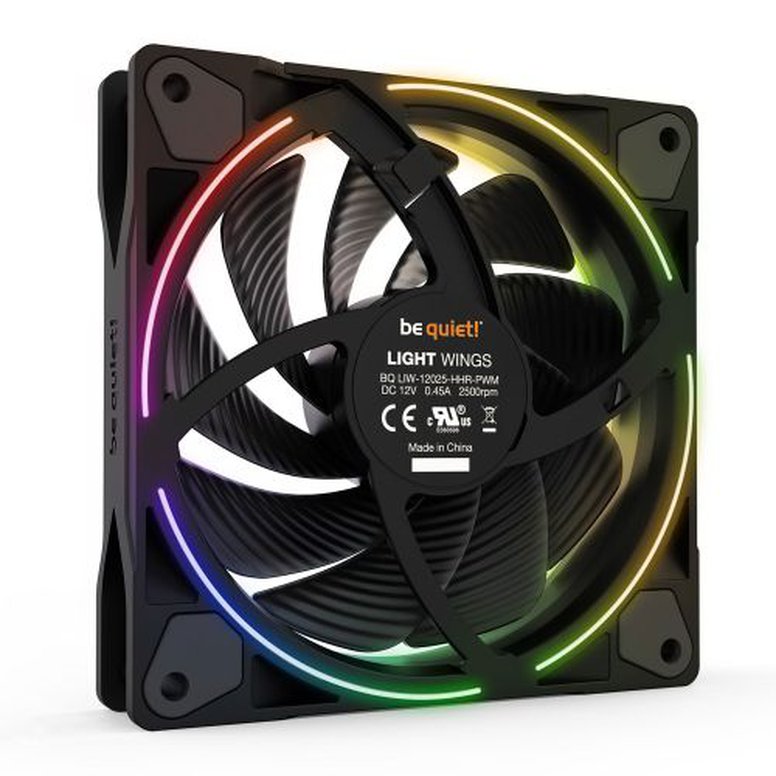 Be Quiet! (BL073) Light Wings 12cm PWM ARGB High Speed Case Fan, Rifle Bearing, 18 LEDs, Front & Rear Lighting, Up to 2500 RPM