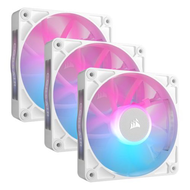 Corsair iCUE LINK RX120 RGB 12cm PWM Case Fans (3 Pack), 8 ARGB LEDs, Magnetic Dome Bearing, 2100 RPM, iCUE LINK Hub Included, White