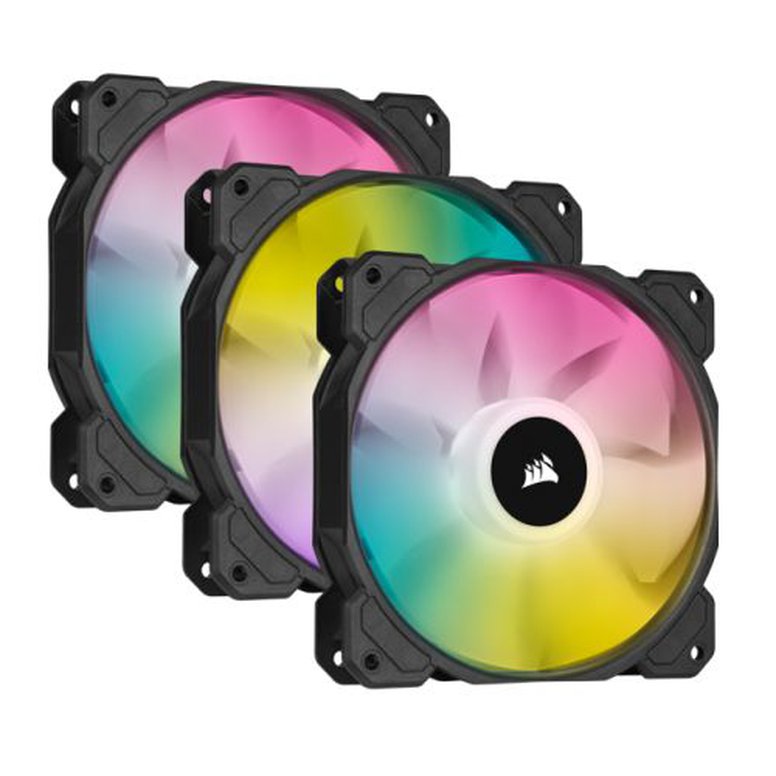 Corsair iCUE SP120 ELITE Performance 12cm PWM RGB Case Fans (3 Pack), 8 ARGB LEDs, Hydraulic Bearing, Lighting Node CORE Included