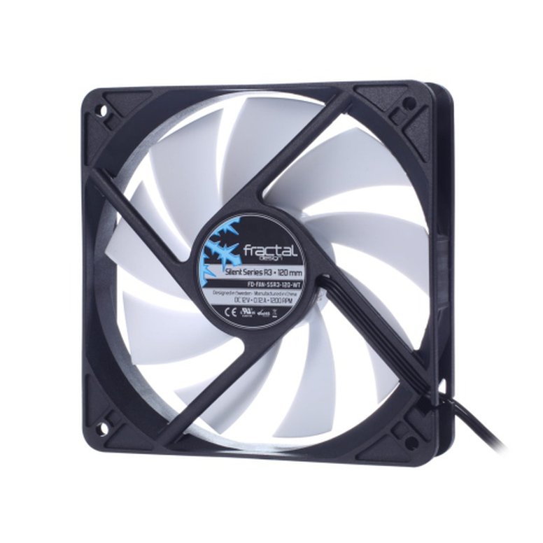 Fractal Design Silent Series R3 12cm Case Fan, Rifle Bearing, 1200 RPM, Black & White