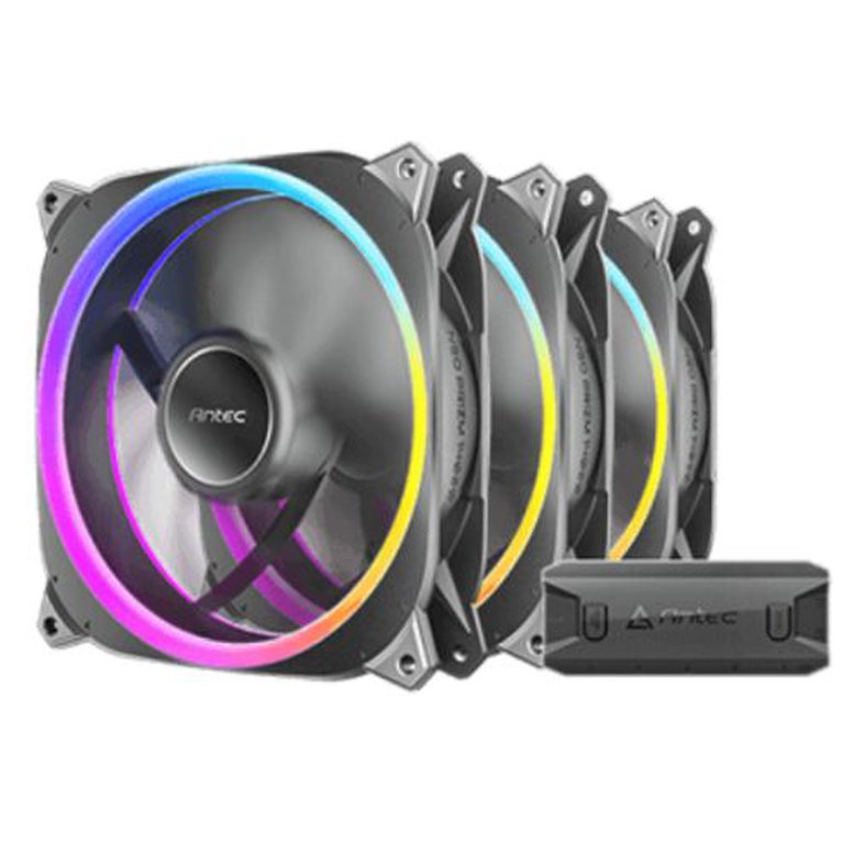 Antec Neo Prizm T3 140 ARGB PWM 14cm Case Fans (3-Pack), 30mm Thick, ARGB & PWM Fan Controller, Hydro Bearing, 600-1500 RPM, Black