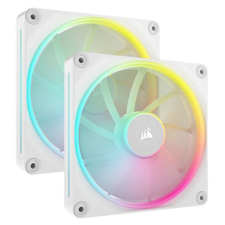 Corsair iCUE LINK LX140 14cm PWM RGB Case Fans (2-Pack), 18 RGB LEDs, Magnetic Dome Bearing, 2000 RPM, iCUE LINK Hub Included, White