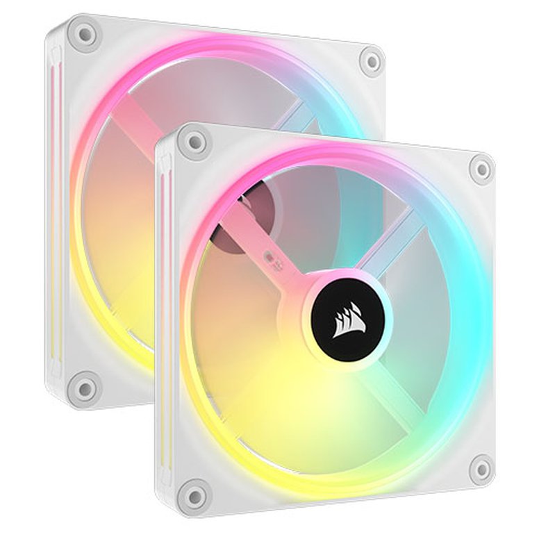 Corsair iCUE LINK QX140 14cm PWM RGB Case Fans x2, 34 RGB LEDs, Magnetic Dome Bearing, 2000 RPM, iCUE LINK Hub Included, White