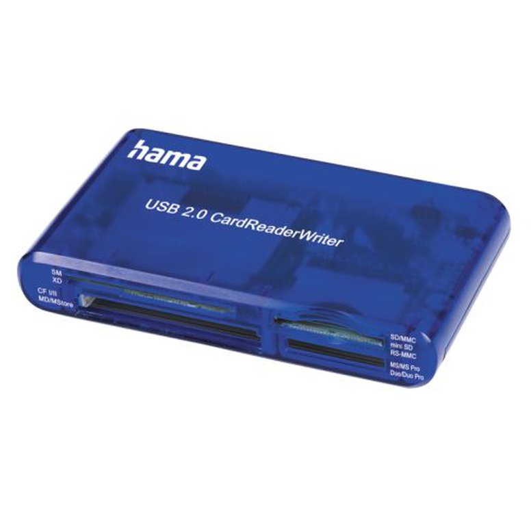 Hama External 35-in-1 USB 2.0 Card Reader, Blue, USB Powered