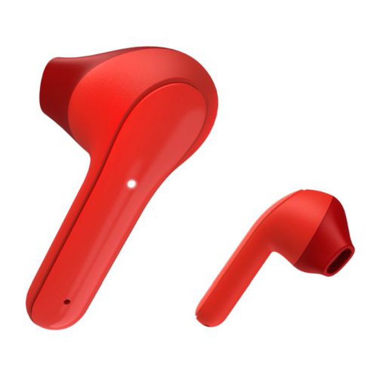 Hama (Freedom Light) Bluetooth Earbuds with Microphone, Touch Control, Voice Control, Charging/Carry Case Included, Red