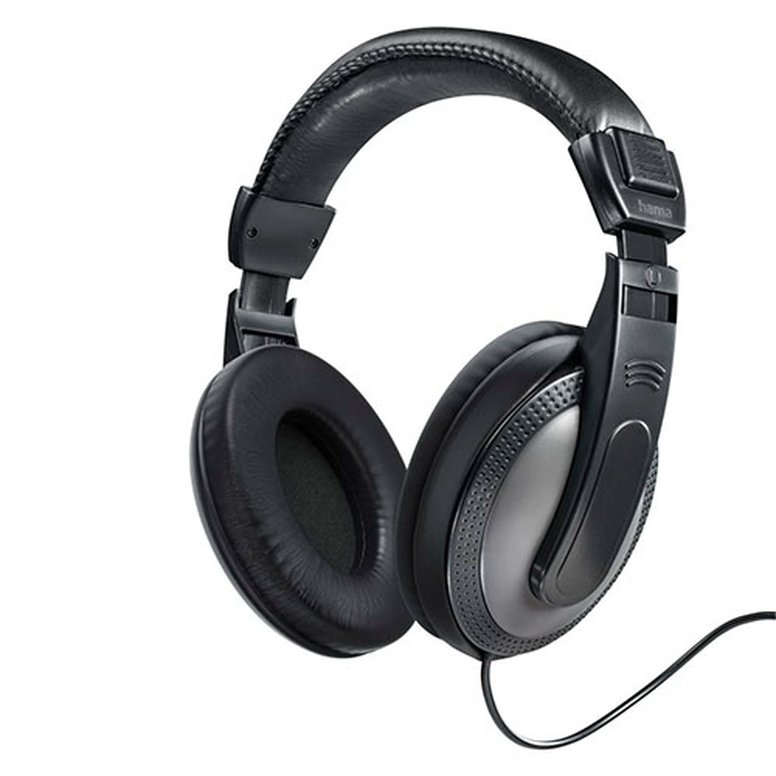 Hama (ShellTV) Headphones, 3.5mm Jack (6.35mm Adapter), 40mm Drivers, 2m Cable, Padded Headband, Black/Dark Grey