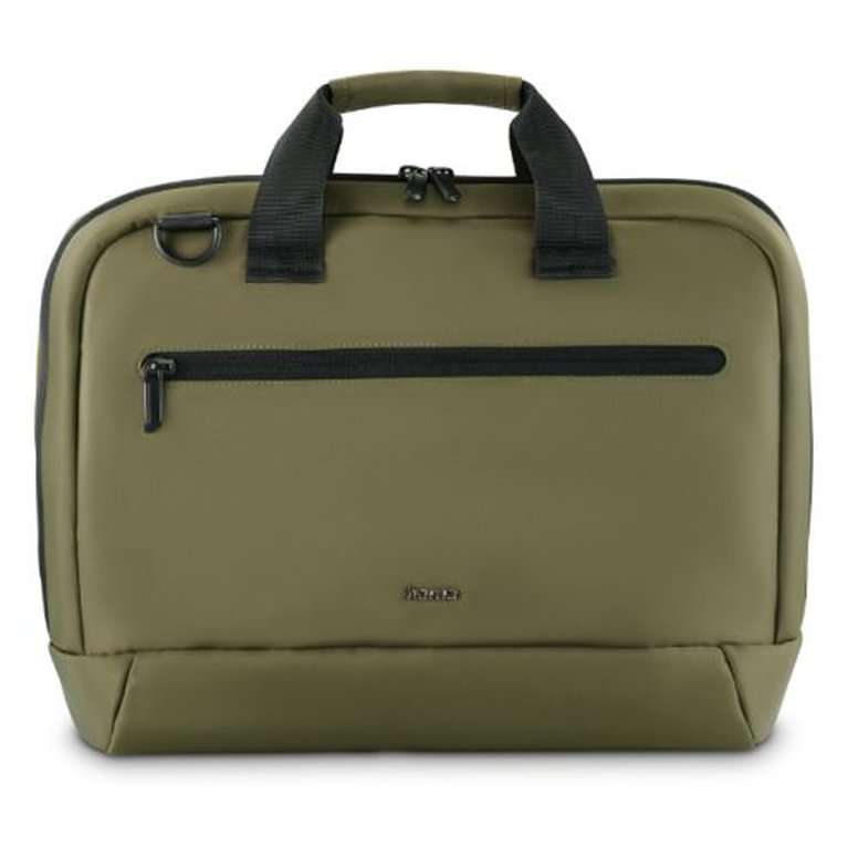 Hama Ultra Lightweight Laptop Bag, Up to 14.1", Padded Compartment, Front Pocket, Trolley Strap, Water-Repellent, Eco-Friendly, Olive Green