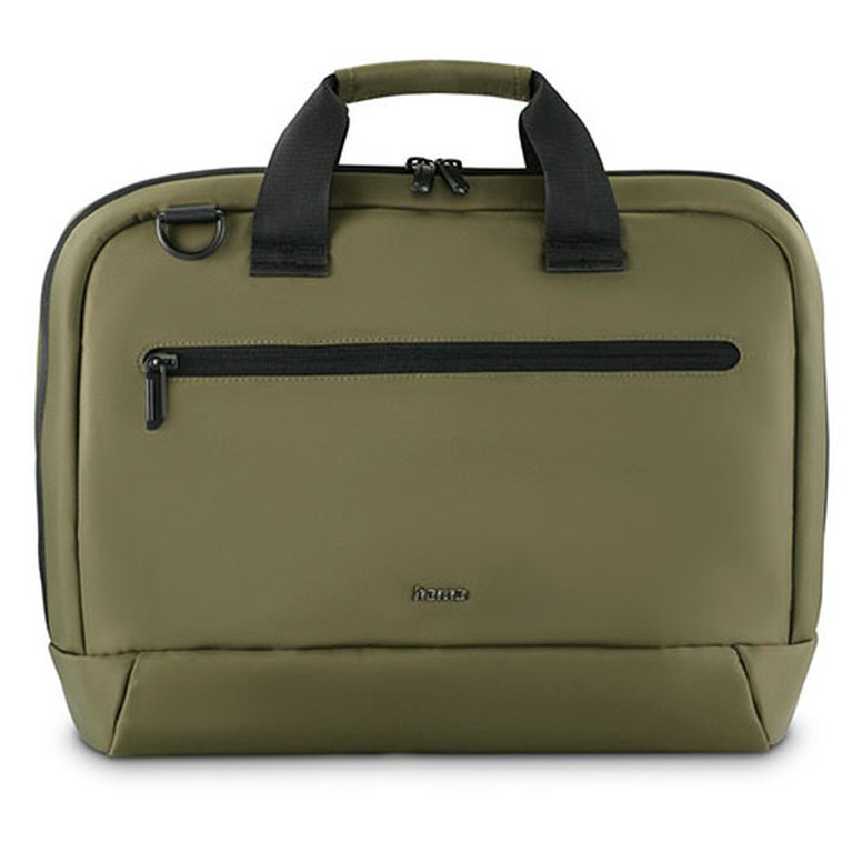 Hama Ultra Lightweight Laptop Bag, Up to 16.2", Padded Compartment, Front Pocket, Trolley Strap, Water-Repellent, Eco-Friendly, Olive Green