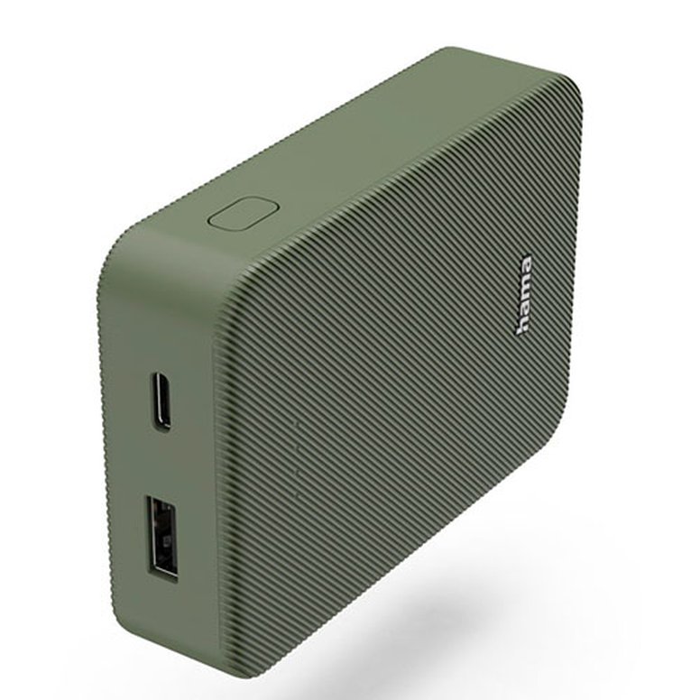 Hama Colour 10 Green 10000mAh Fast Charge Powerbank, USB-A & USB-C, LED Capacity Indicator