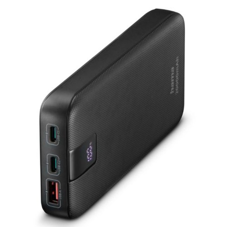 Hama PD 20 20000mAh Fast Charge Powerbank, USB-A, 2x USB-C, LED Capacity Indicator, Grey