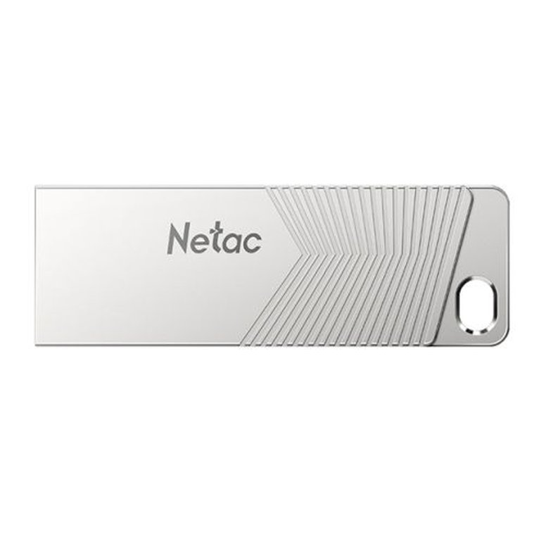 Netac 128GB UM1 USB 3.2 Memory Pen, Zinc Alloy Casing, Key Ring, Pearl Nickel Colour