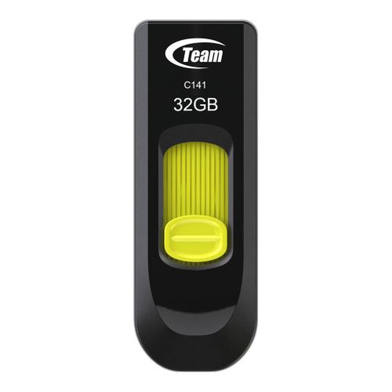 Team 32GB C141 Yellow USB 2.0 Memory Pen, Retractable Design, Ultra-thin 9.5mm