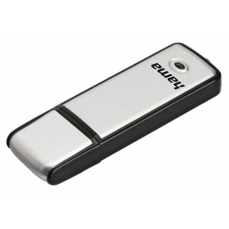 Hama Fancy 128GB USB 2.0 Memory Pen, Brushed Aluminium, Cap, Keyring, Black/Silver