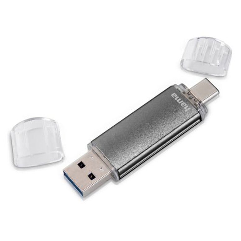 Hama Laeta Twin 16GB USB 2.0/Micro USB Memory Pen, OTG, Aluminium Casing, Grey