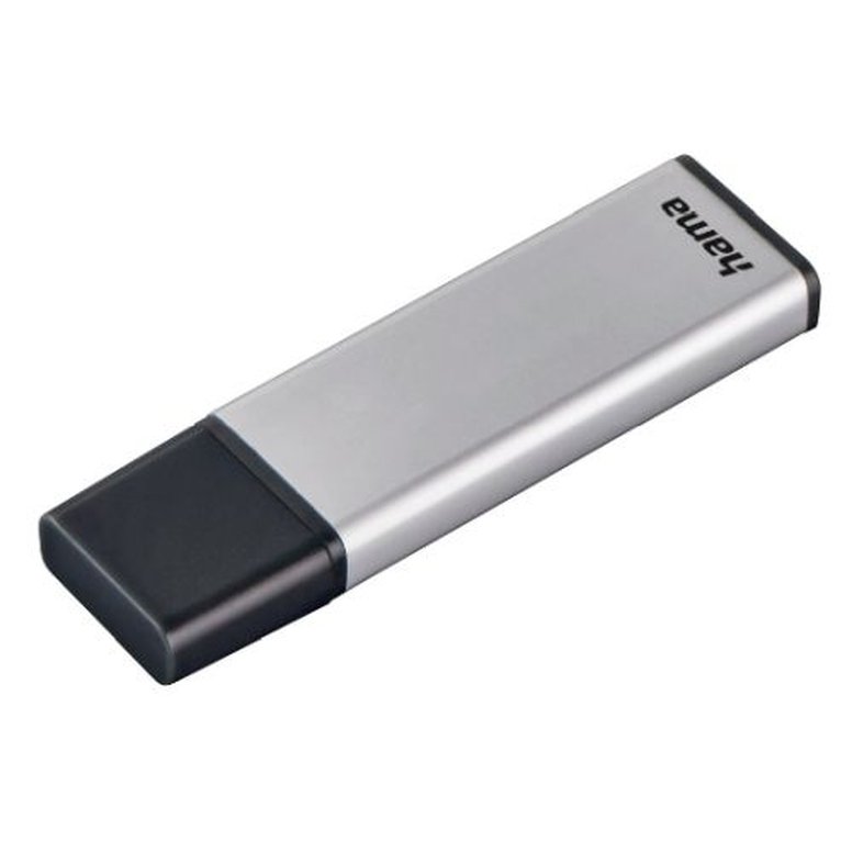 Hama Classic 32GB USB 3.0 Memory Pen, Aluminium, Cap, Keyring, 70MB/s, Black/Silver