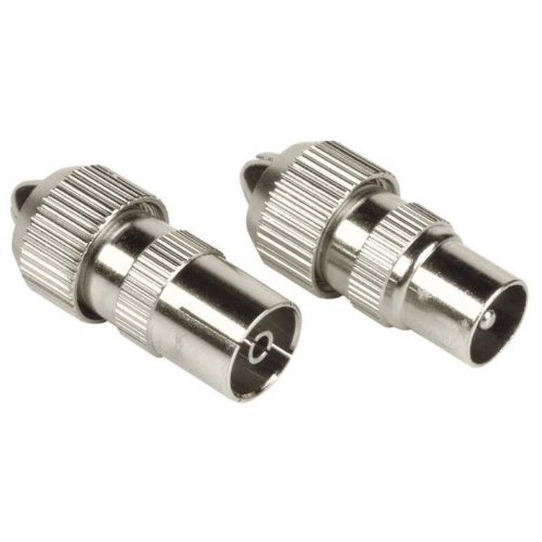 Hama Coax Connector Set, 1 Male & 1 Female, Metal, Screw Attachment