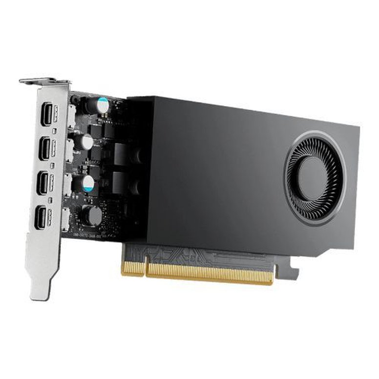 PNY RTXA400 Professional Graphics Card, 4GB DDR6, 4 miniDP 1.4, 768 CUDA Cores, Low Profile (Bracket Included), OEM (Brown Box)