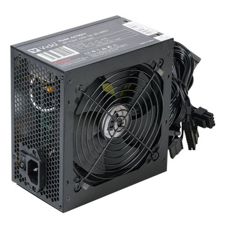 Vida Lite 750W ATX PSU, Fluid Dynamic Ultra-Quiet Fan, PCIe, Flat Black Cables, Power Lead Not Included