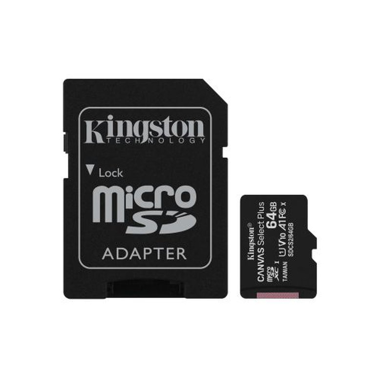 Kingston 64GB Canvas Select Plus Micro SDXC Card with SD Adapter, UHS-I Class 10,U1, A1 App Performance, 100MB/s