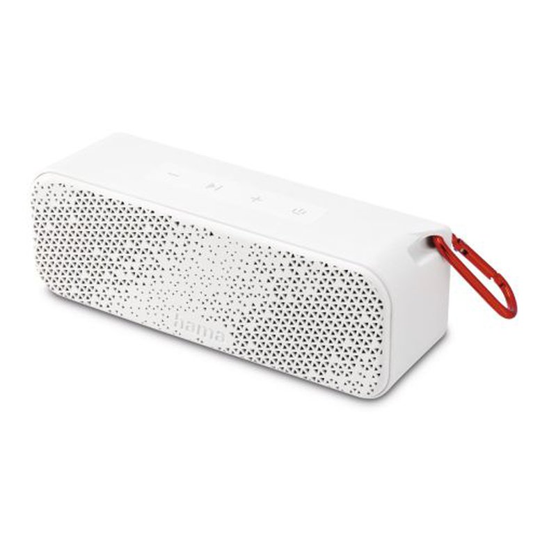 Hama PowerBrick 2.0 Bluetooth/3.5mm Jack 8W Portable Loudspeaker, 2500mAh Battery, IPX4 Waterproof, Carabiner, White