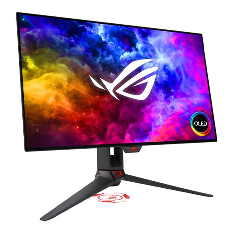 Asus 26.5" ROG Swift OLED 1440P HDR Gaming Monitor (PG27AQDM), 2560 x 1440, 0.03ms, USB, 240Hz, Heatsink, DisplayWidget, RGB Lighting, VESA