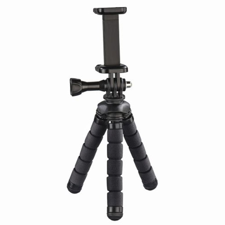 Hama (Flex) Phone/GoPro Mini-Tripod, 14cm Max Height, 360° Bendable Legs, Adjustable Centre Column